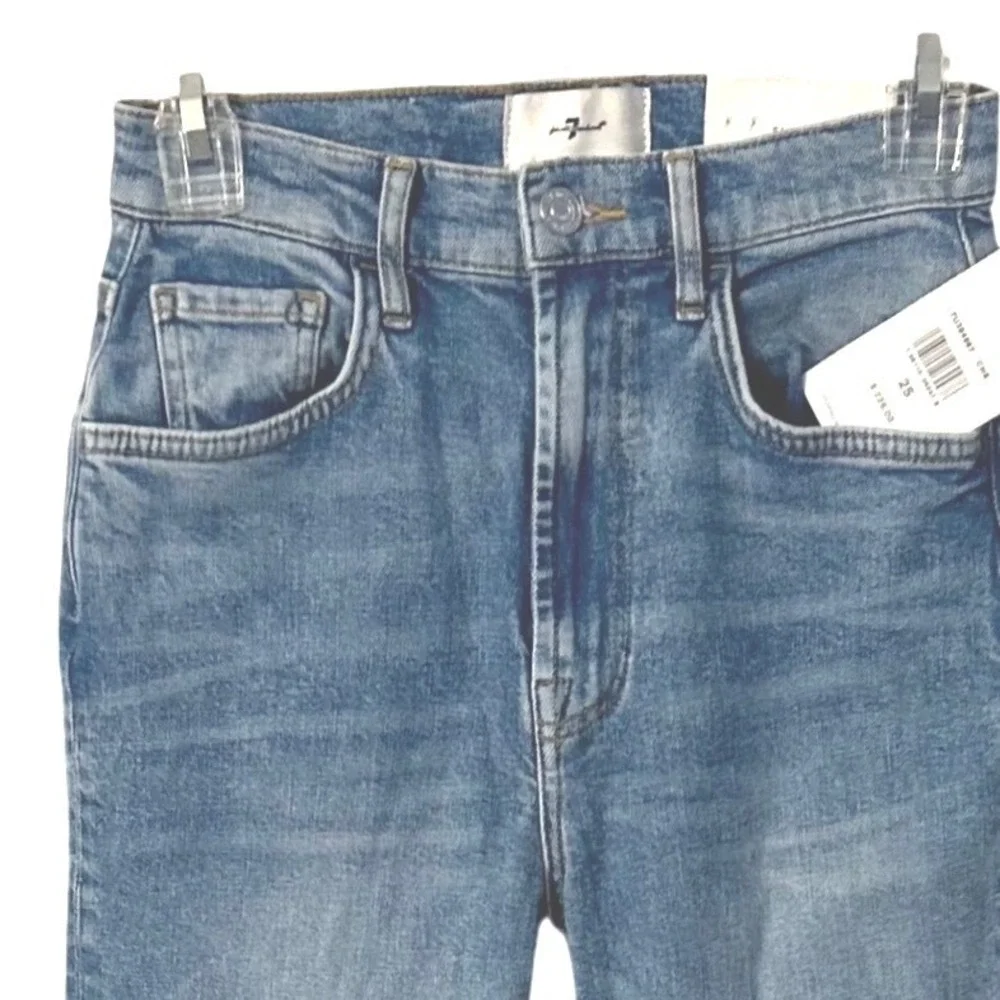 New W/Tag 7 For All Mankind Jeans Womens Size 25 Distressed Blue Denim MRSP $228